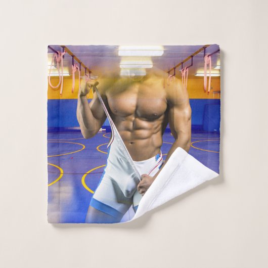 SlipperyJoe's gespierde man uitstulping six-pack s Bad Handdoek (Wasdoekje)