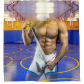 SlipperyJoe's gespierde man uitstulping six-pack s Douchegordijn (Voorkant)