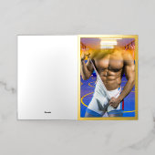 SlipperyJoe's gespierde man uitstulping six-pack s Folie Wenskaart (Buiten Laag)