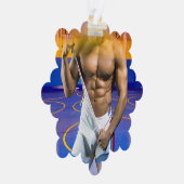 SlipperyJoe's gespierde man uitstulping six-pack s Ornament Kaart (Rechts)