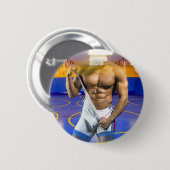 SlipperyJoe's gespierde man uitstulping six-pack s Ronde Button 5,7 Cm (Voorkant /achterkant)