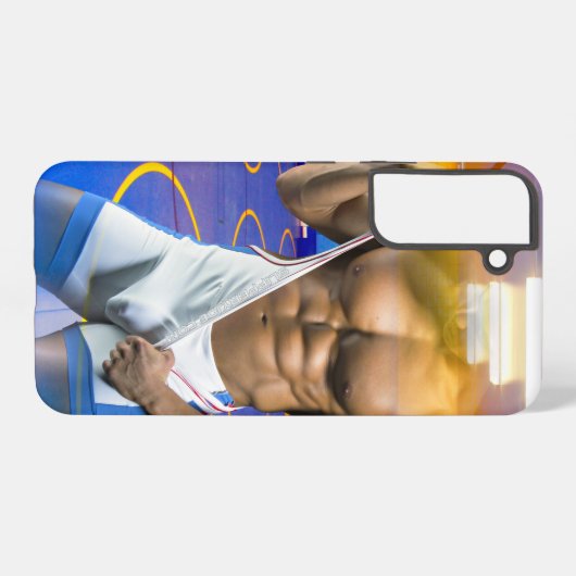 SlipperyJoe's gespierde man uitstulping six-pack s Samsung Galaxy Hoesje (Achterkant horizontaal)