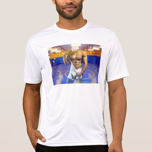 SlipperyJoe's gespierde man uitstulping six-pack s T-shirt (Voorkant)