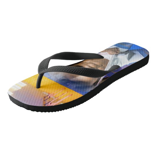 SlipperyJoe's gespierde man uitstulping six-pack s Teenslippers (Schuin)