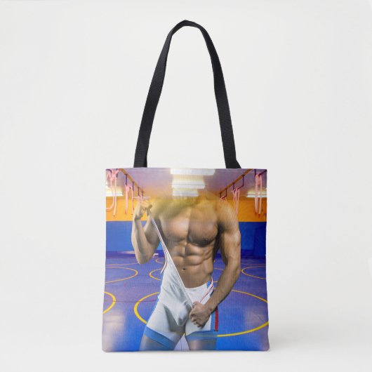 SlipperyJoe's gespierde man uitstulping six-pack s Tote Bag (Voorkant)