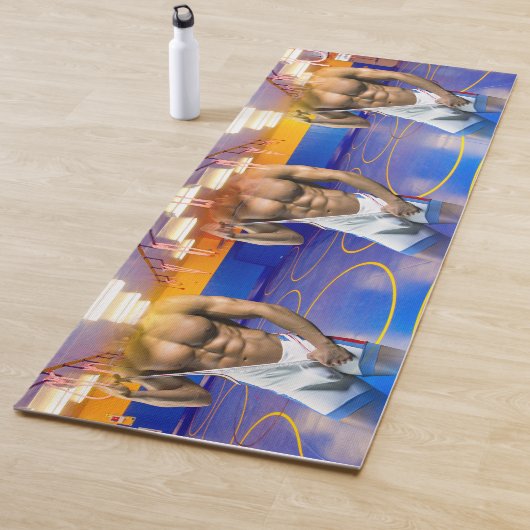 SlipperyJoe's gespierde man uitstulping six-pack s Yogamat (In situ)