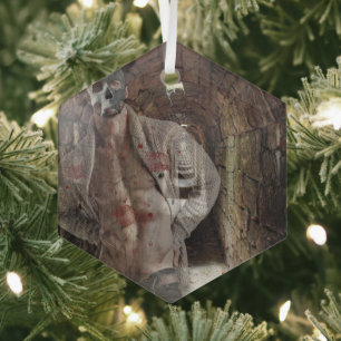 SlipperyJoe's gespierde spooksteen zwak verlichte  Glas Ornament