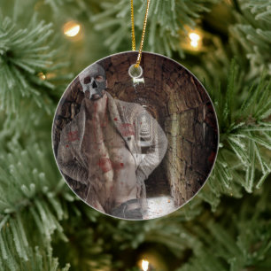 SlipperyJoe's gespierde spooksteen zwak verlichte Keramisch Ornament