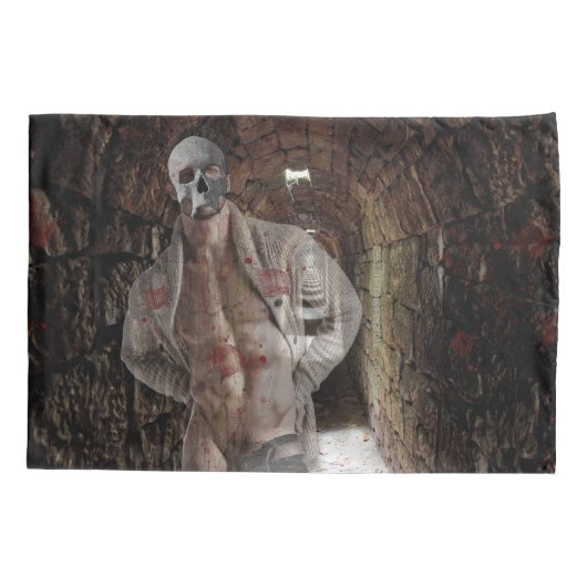 SlipperyJoe's gespierde spooksteen zwak verlichte  Kussensloop (Achterkant)