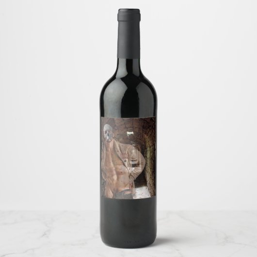 SlipperyJoe's gespierde spooksteen zwak verlichte  Wijn Etiket (Voorkant)