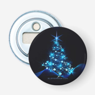 SlipperyJoe's gestileerde gloeiende kerstboom brig Button Flesopener