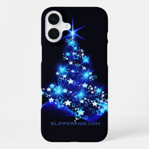 SlipperyJoe's gestileerde gloeiende kerstboom brig iPhone 16 Plus Hoesje