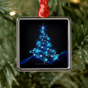 SlipperyJoe's gestileerde gloeiende kerstboom brig Metalen Ornament