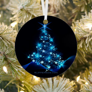 SlipperyJoe's gestileerde gloeiende kerstboom brig Metalen Ornament
