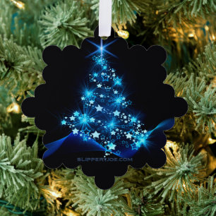 SlipperyJoe's gestileerde gloeiende kerstboom brig Ornament Kaart