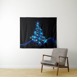 SlipperyJoe's gestileerde gloeiende kerstboom brig Wandkleed