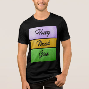 SlipperyJoe's gewaagde Mardi Gras-thema paars goud Tri-Blend Shirt
