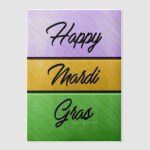 SlipperyJoe's gewaagde Mardi Gras-thema paars goud Vellum Uitnodigingen