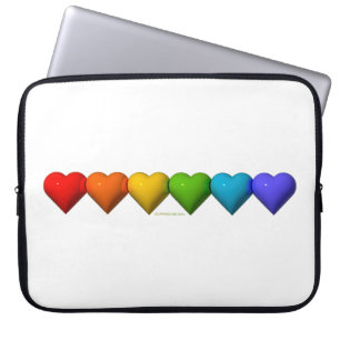 SlipperyJoe's glanzende 3D-hartvormige tekens creë Laptop Sleeve