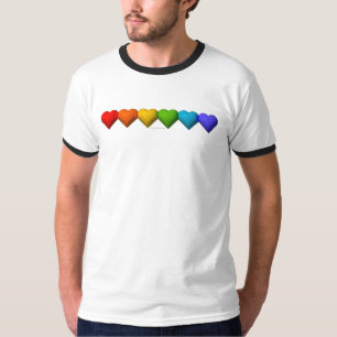 SlipperyJoe's glanzende 3D-hartvormige tekens creë T-shirt