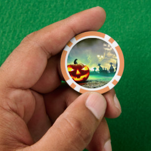SlipperyJoe's gloeiende jack‑o'-lantern Halloween Poker Chips