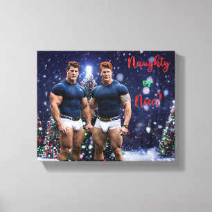 SlipperyJoe's gloeiende kerstbomen twee gespierde Canvas Afdruk