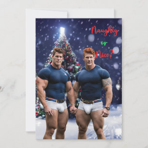 SlipperyJoe's gloeiende kerstbomen twee gespierde Feestdagenkaart