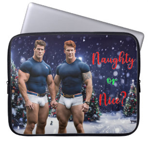 SlipperyJoe's gloeiende kerstbomen twee gespierde Laptop Sleeve