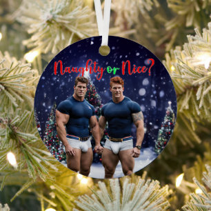 SlipperyJoe's gloeiende kerstbomen twee gespierde Metalen Ornament