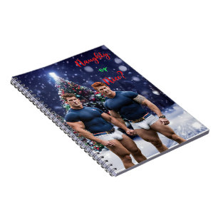 SlipperyJoe's gloeiende kerstbomen twee gespierde Notitieboek