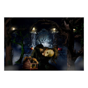 SlipperyJoe's griezelige Halloween enge bossen gro Perfect Poster