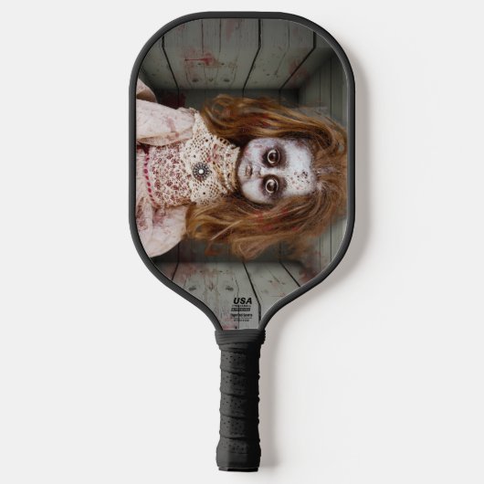 SlipperyJoe's griezelige pop bleke gezicht griezel Pickleball Paddle (Achterkant)