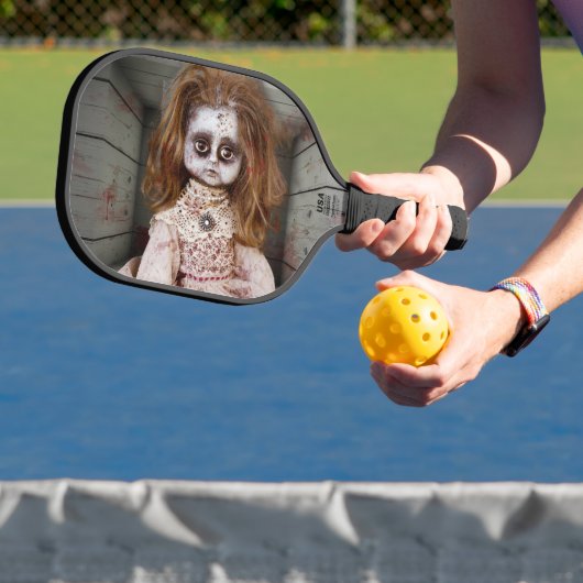 SlipperyJoe's griezelige pop bleke gezicht griezel Pickleball Paddle (Insitu)