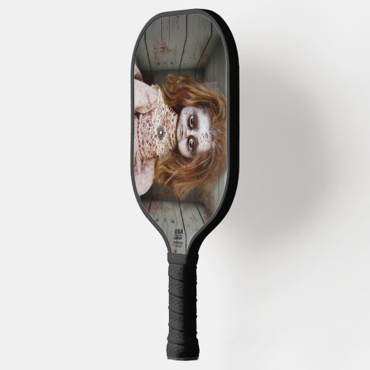 SlipperyJoe's griezelige pop bleke gezicht griezel Pickleball Paddle (Links)