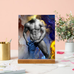 SlipperyJoe's grijswaarde gespierde mannenfiguur g Acryl Bord