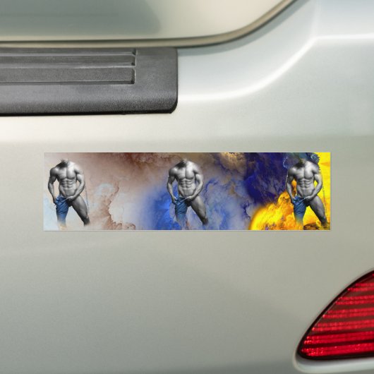 SlipperyJoe's grijswaarde gespierde mannenfiguur g Bumpersticker (Op auto)
