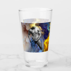 SlipperyJoe's grijswaarde gespierde mannenfiguur g Glas