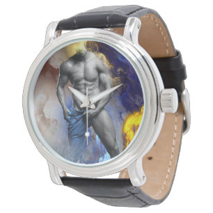 SlipperyJoe's grijswaarde gespierde mannenfiguur g Horloge