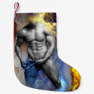 SlipperyJoe's grijswaarde gespierde mannenfiguur g Kleine Kerstsok