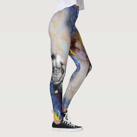SlipperyJoe's grijswaarde gespierde mannenfiguur g Leggings (Rechts)