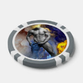 SlipperyJoe's grijswaarde gespierde mannenfiguur g Poker Chips (Enkel)