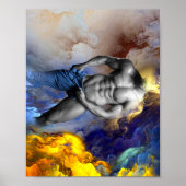 SlipperyJoe's grijswaarde gespierde mannenfiguur g Poster (Voorkant)