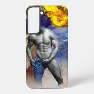 SlipperyJoe's grijswaarde gespierde mannenfiguur g Samsung Galaxy Hoesje