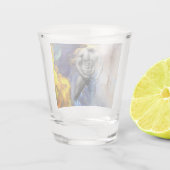 SlipperyJoe's grijswaarde gespierde mannenfiguur g Shot Glas (Achterkant)