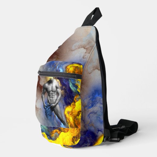 SlipperyJoe's grijswaarde gespierde mannenfiguur g Sling Bag (Rechterhoek)