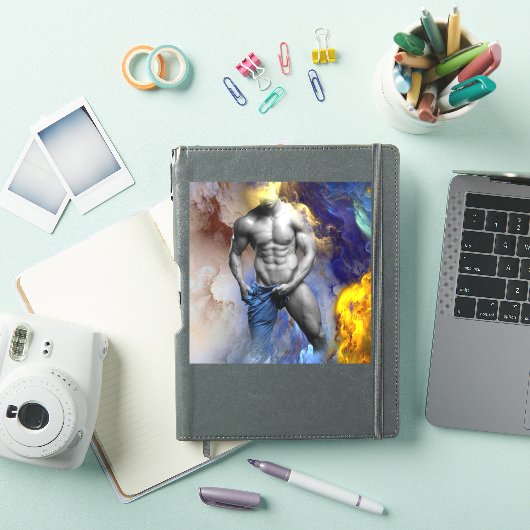 SlipperyJoe's grijswaarde gespierde mannenfiguur g Sticker (iPad Cover)