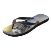 SlipperyJoe's grijswaarde gespierde mannenfiguur g Teenslippers (Schuin)