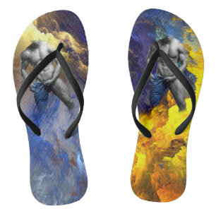 SlipperyJoe's grijswaarde gespierde mannenfiguur g Teenslippers