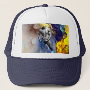 SlipperyJoe's grijswaarde gespierde mannenfiguur g Trucker Pet