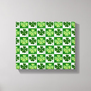 SlipperyJoe's groene vierbladige klaver Saint Patr Canvas Afdruk